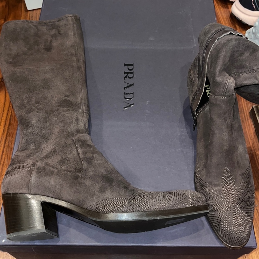 Brown suede boots